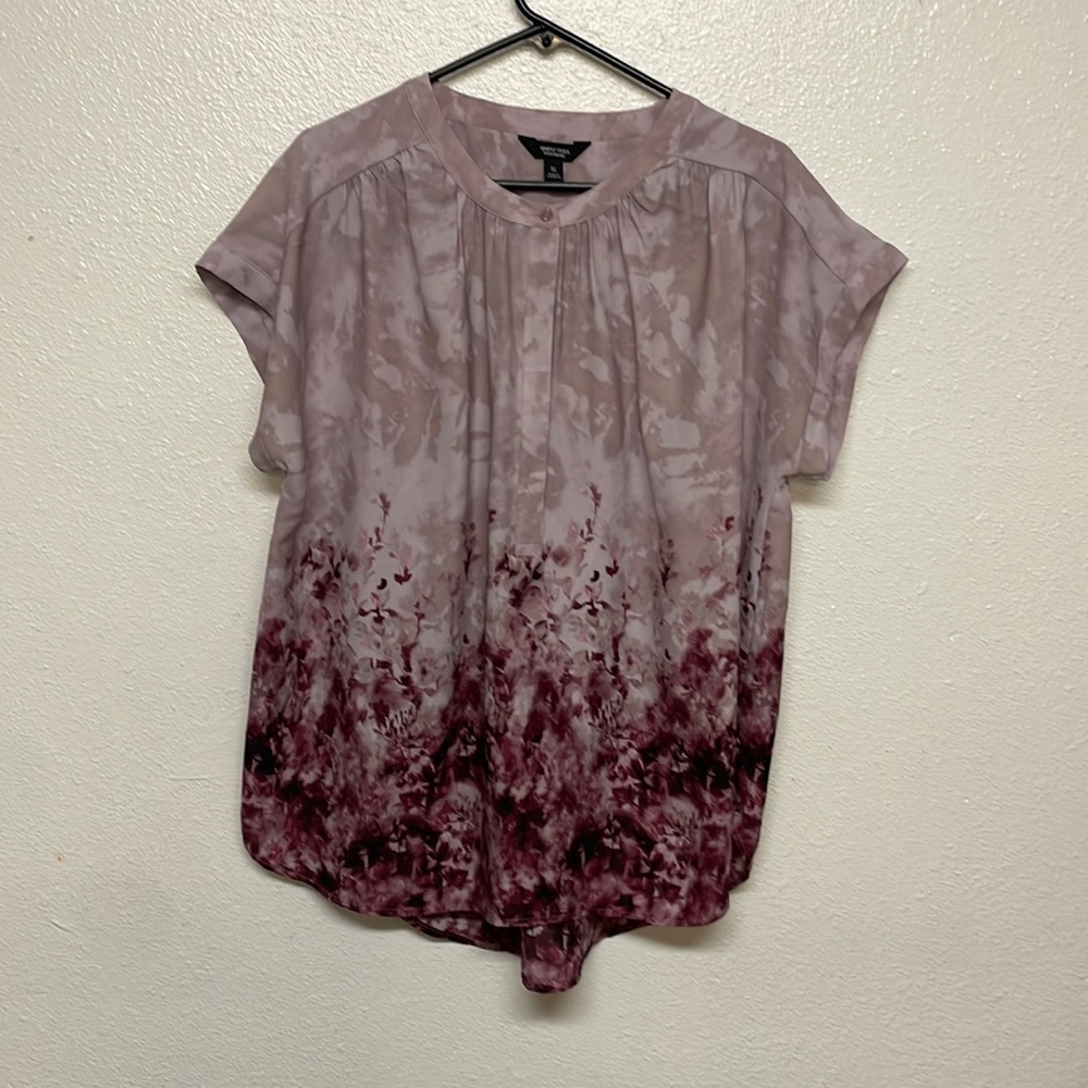 Purple floral blouse